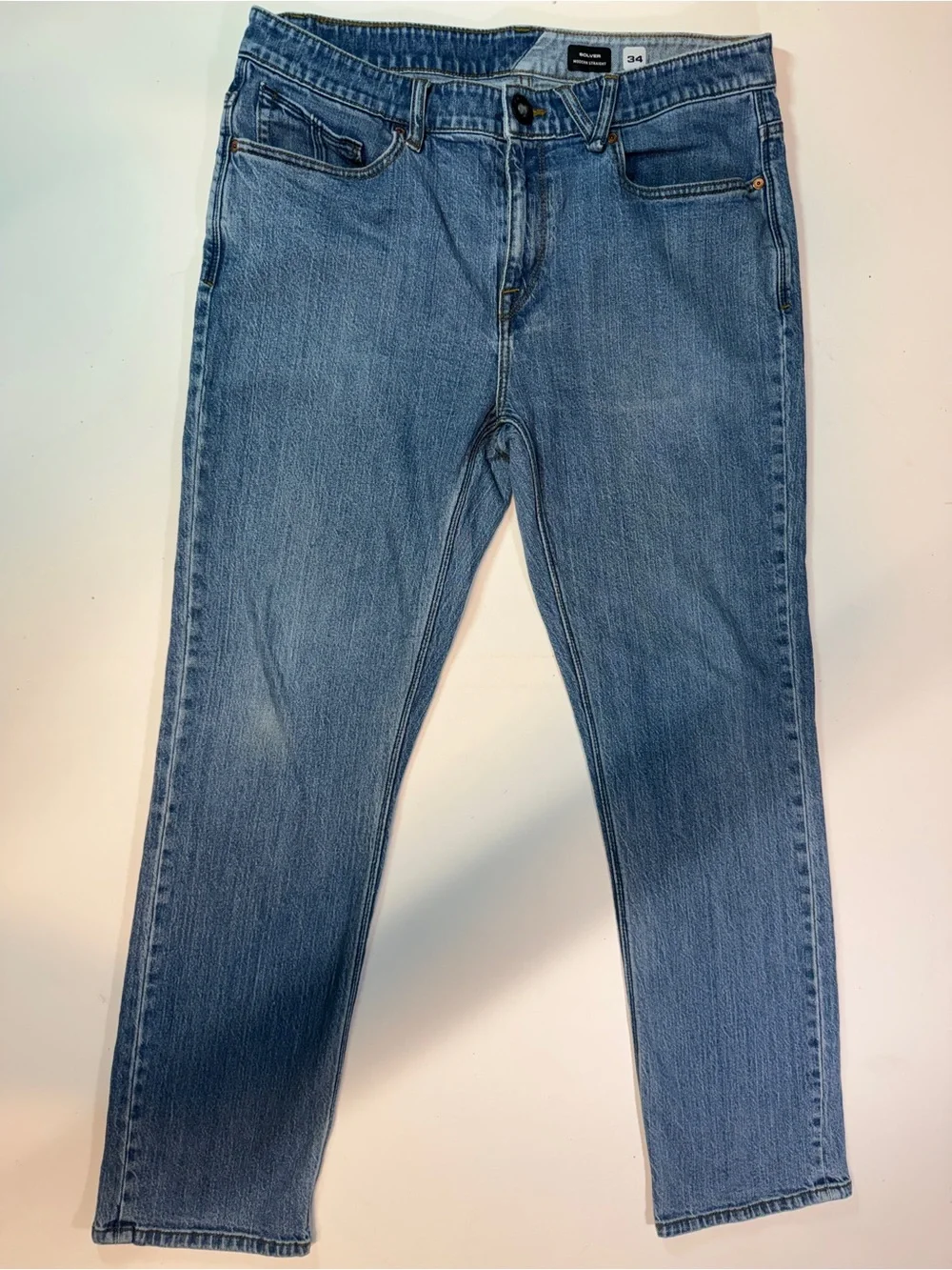 Volcom Men's Slim Straight Jeans in Light Blue Denim